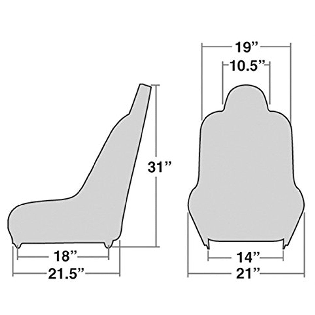 Race Trim Hi-Back Black Fabric and Vinyl Suspension Seat - Each - 62-2751