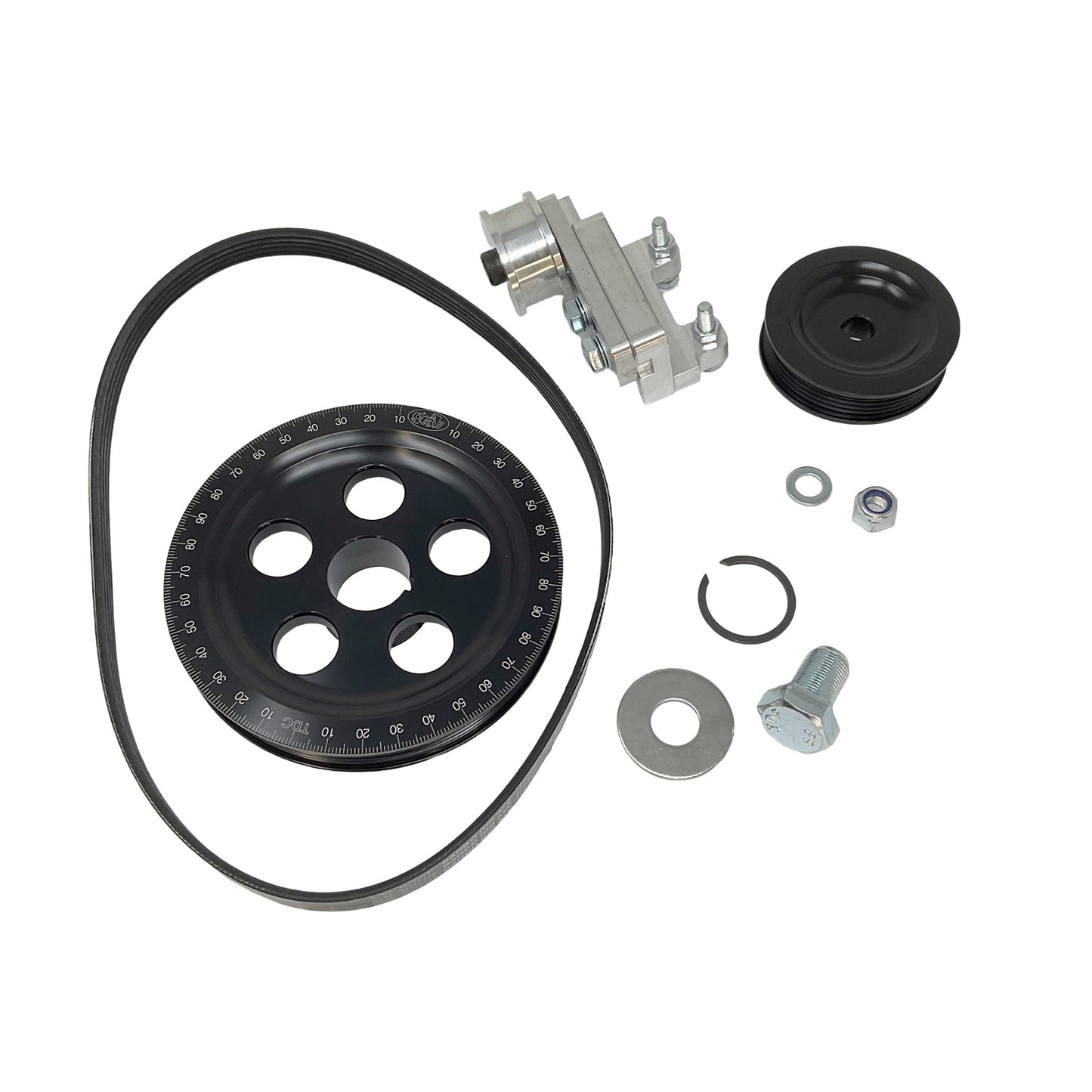 Scat Black Billet Serpentine Degree Pulley Kit for VW Type 1 - 80316BK