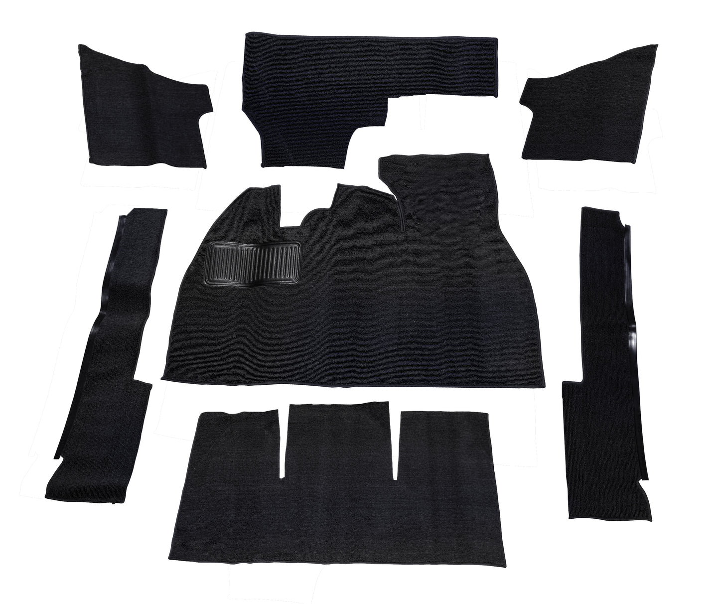 Empi Black 7-Piece Carpet Kit w/Footrest for 1971-72 Super Beetle 00-3917-0