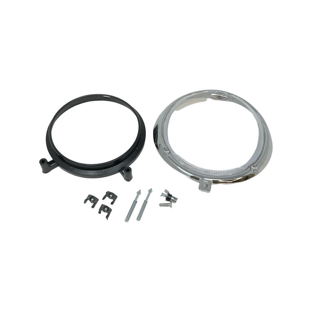 Headlight Rim Assembly w/Turn Signal - Plastic Chrome - Pair - 111941121CHR