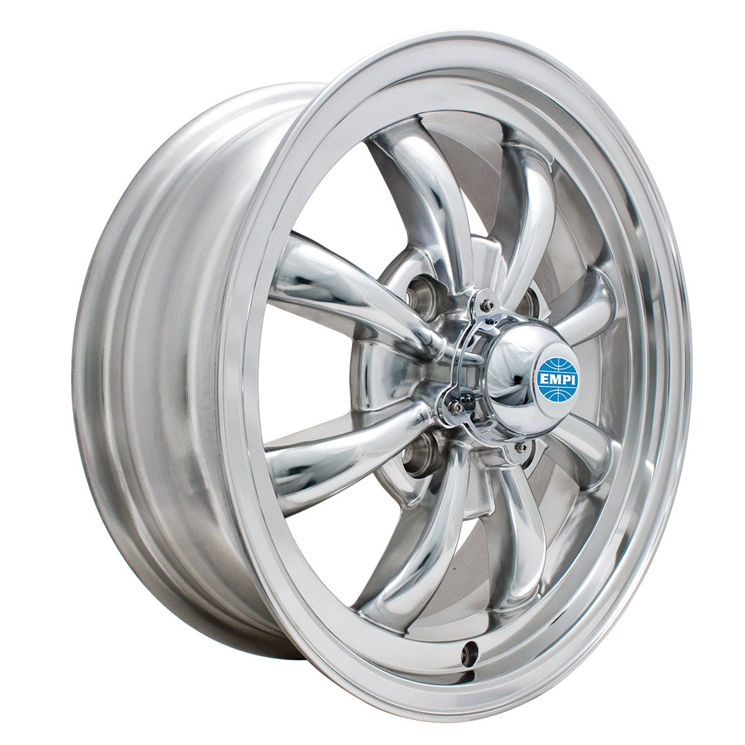 Empi Chrome 8-Spoke GT Wheel 4x130mm 60-Degree 15x5.5 Inch - Each - 00-9684-0