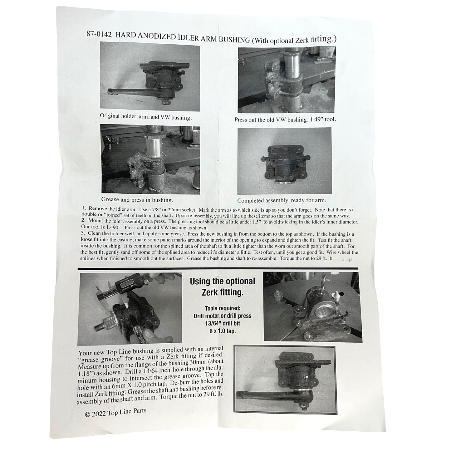 Topline Idler Arm Bushing for 1971 - Mid 72 Super Beetle Anti Shimmy 87-0142