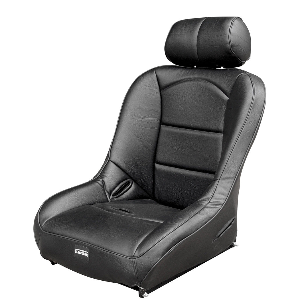 Race Trim LOW BACK SEAT w/ HEADREST, BLACK FABRIC BLACK VINYL,EA