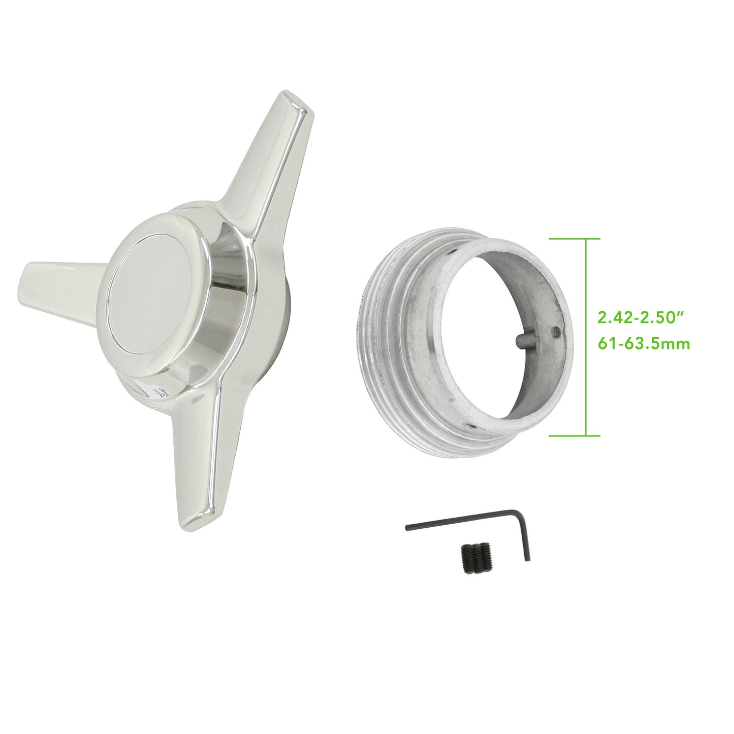 Empi 3 Spoke Chrome Knock Off Center Caps - Set of 4 - 9621