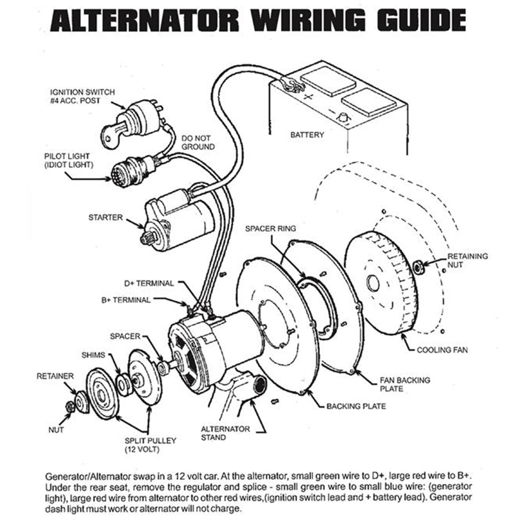 Alternator Conversion Kit for 1961-79 Beetle - No Stand 60 Amp - 8259