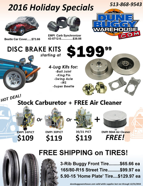2016 Holiday VW and Dune Buggy Part Deals are Live!