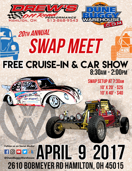 Drew's Off Road 20th Annual Swap Meet, Cruise-In & Car Show - April 9th, 2017