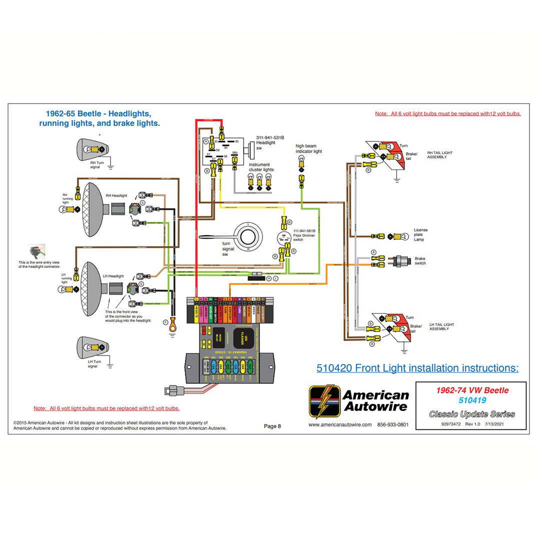 American Autowire Classic Update Kit - 1962-74 Volkswagen Beetle American Autowire Classic Update Kit - 1962-74 Volkswagen Beetle