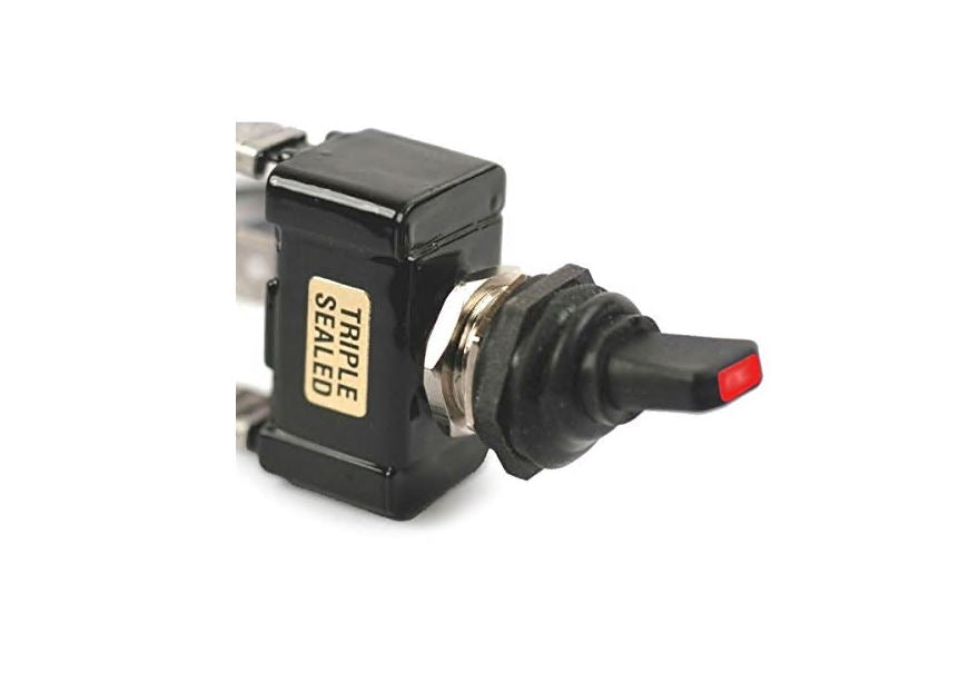 K4 Sealed Switch - Red LED Tip - Single Pole 12V On-Off-On 30AMP - 13-140