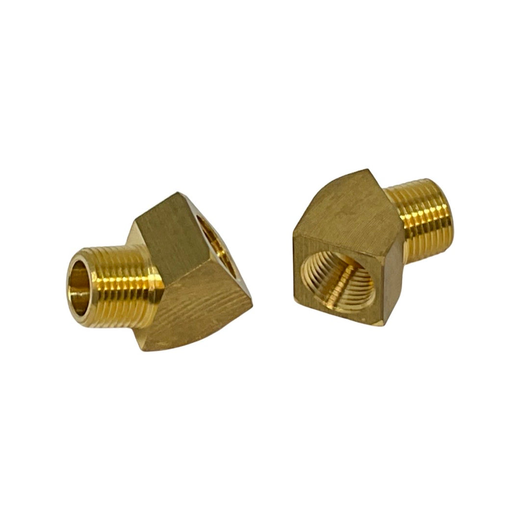 Empi 45 Degree 3/8 Inch NPT to 3/8 Inch NPT Fittings - Pair - 0092371