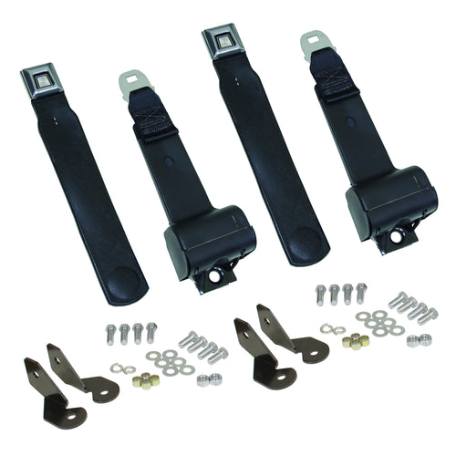 Empi Black 2 Point Retractable Seat Belt w/Mounting Hardware - Pair - 3847