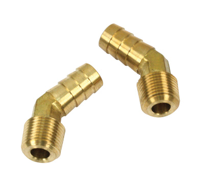 Empi 30-Degree 3/8 NPT to 1/2 Inch Hose Barb Brass Fittings - Pair - 17-2876