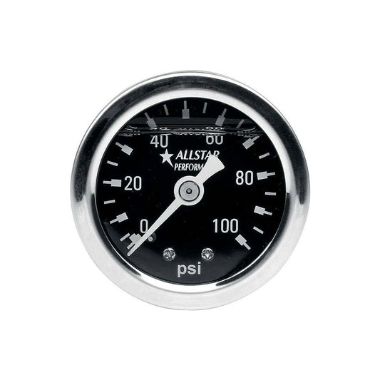 Allstar 1-1/2 Inch 0-100 PSI Liquid Filled Oil Pressure Gauge ALL-80206