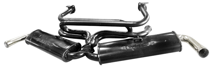 Empi 1-3/8 Inch Black Dual Quiet Extractor Exhaust for Type 1 Beetle - 3648