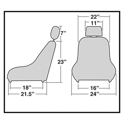 Race Trim Wide Low Back Seat Black Vinyl - Each - 62-2768-0