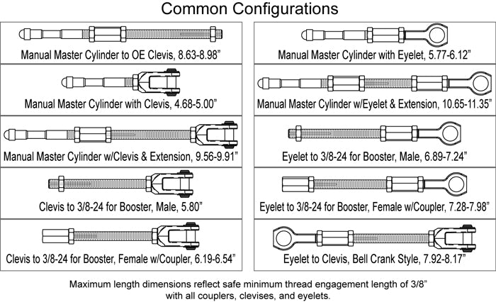 Wilwood Brake Master Cylinder Push Rod Custom Adjustable Kit - 330-13914