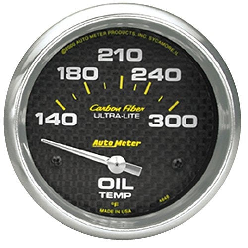 Auto Meter 2-5/8in Carbon Fiber Oil Temperature Gauge - 14-4848-0
