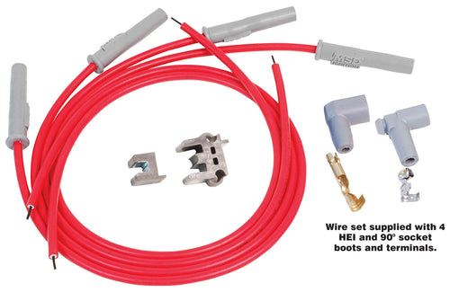 MSD Super Conductor Spark Plug Wire Set 4Cyl Multi-Angle Plug Socket/HEI - 31159