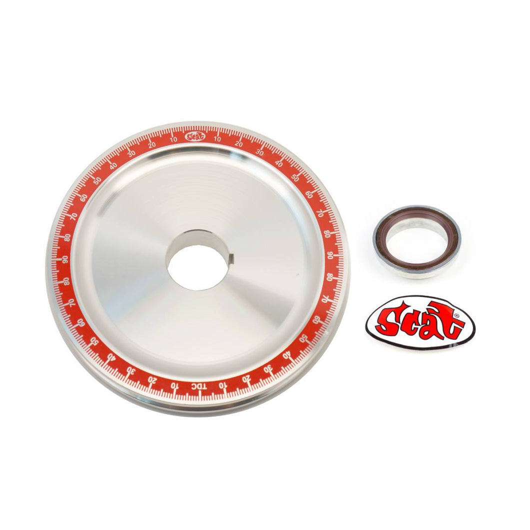 Scat Billet Aluminum Degree Crank Pulley w/Sand Seal - SCT-80347-Red